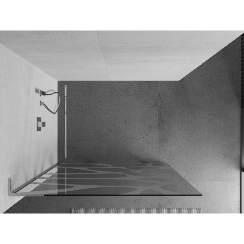 Mexen Kioto L sprchová stěna Walk-in 110 x 200 cm, bílá vlna, kartáčovaný nikl - 800-110-103-97-97