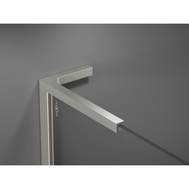 Mexen Kioto L sprchová stěna Walk-in 110 x 200 cm, bílá vlna, kartáčovaný nikl - 800-110-103-97-97