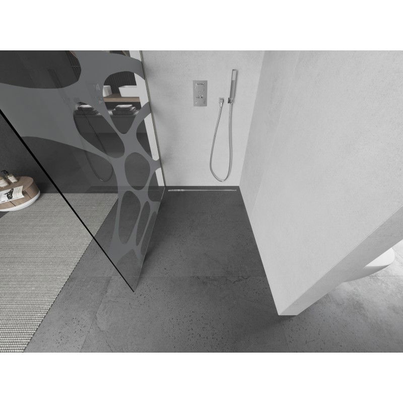 Mexen Kioto L sprchová zástěna Walk-in 110 x 200 cm, bílá vlna, kartáčovaný nikl - 800-110-103-97-97