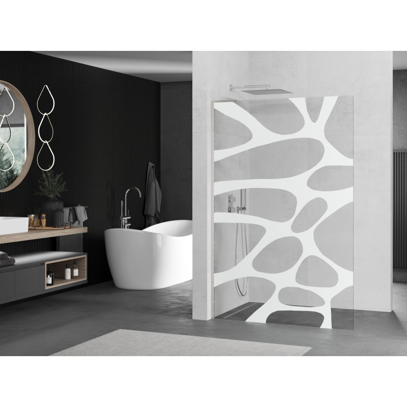 Mexen Kioto L sprchová stěna Walk-in 110 x 200 cm, bílá vlna, kartáčovaný nikl - 800-110-103-97-97