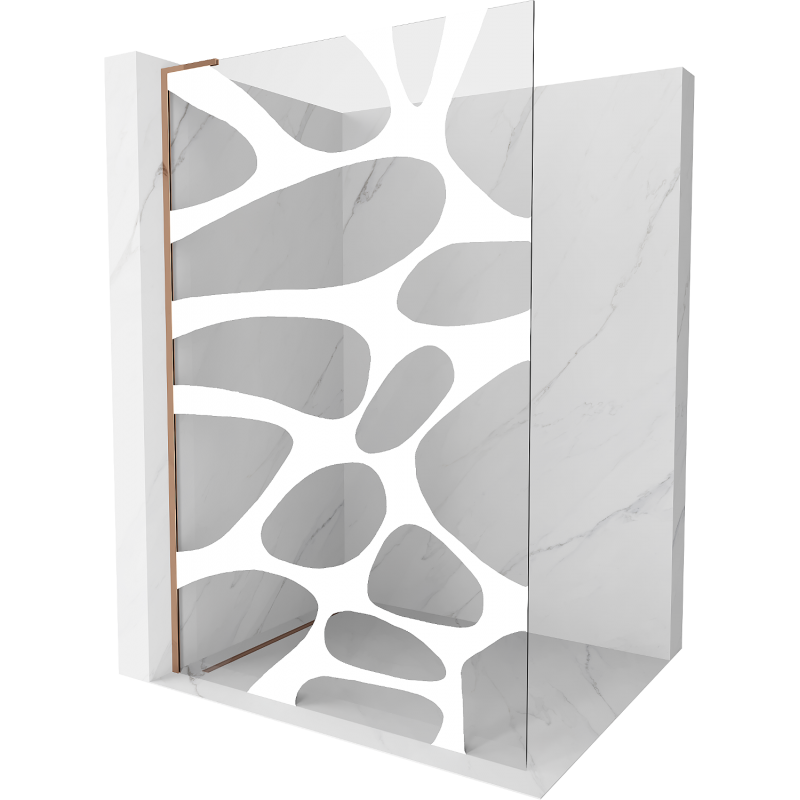 Mexen Kioto L sprchová stěna Walk-in 120 x 200 cm, bílá vlna, růžové zlato - 800-120-103-60-97