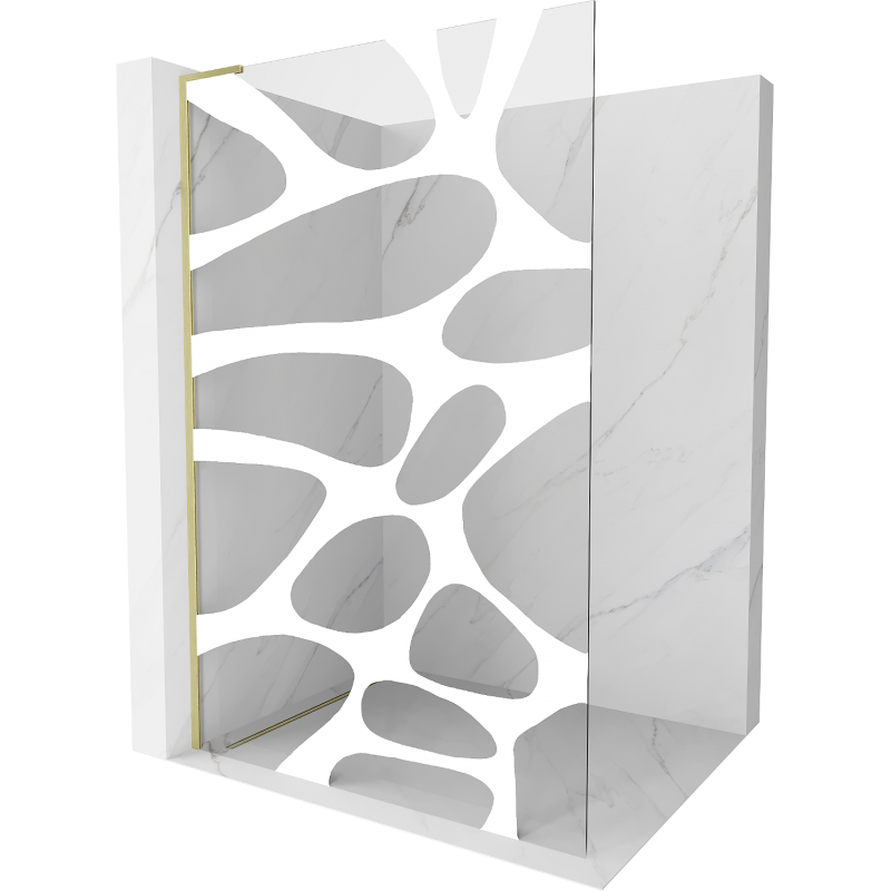 Mexen Kioto L sprchová stěna Walk-in 90 x 200 cm, bílá vlna, zlatá kartáčovaná - 800-090-103-55-97
