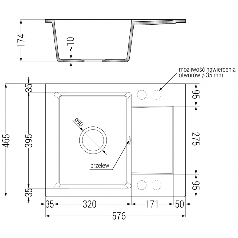 Mexen Enzo granitový dřez 1-komorový s odkapávačem a kuchyňskou baterií Telma, bílý - 6506-20-670200-00
