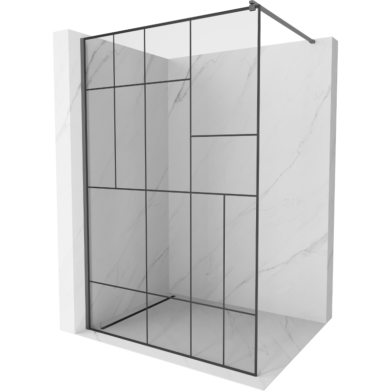 Mexen Kioto sprchová zástěna Walk-in 140 x 200 cm, černý vzor 8 mm, gun metal - 800-140-101-95-78