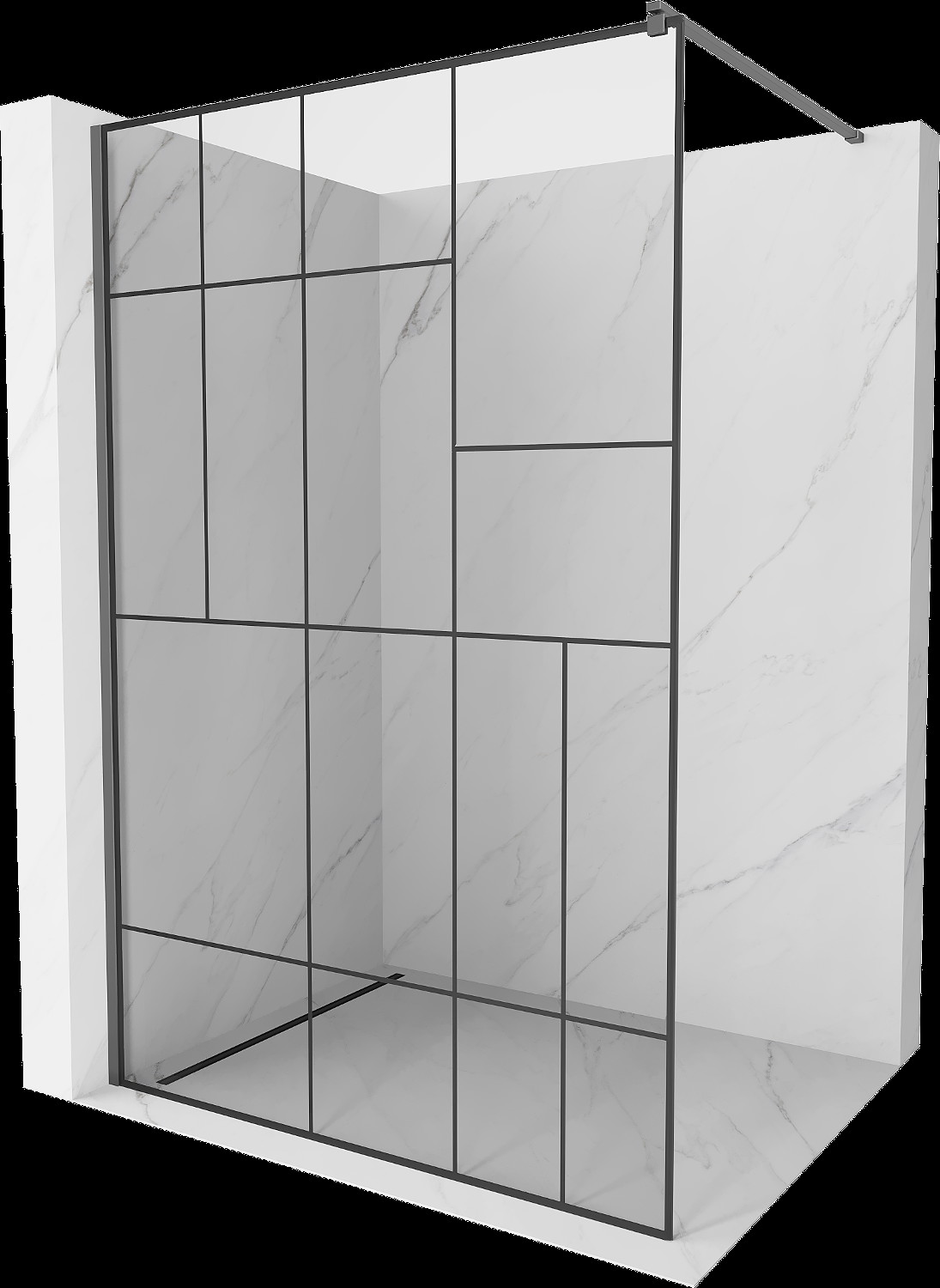 Mexen Kioto sprchová stěna Walk-in 140 x 200 cm, černý vzor 8 mm, gun metal - 800-140-101-95-78