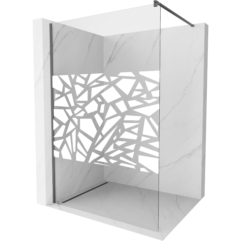 Mexen Kioto sprchová zástěna Walk-in 90 x 200 cm, bílý vzor 8 mm, gun metal - 800-090-101-95-85