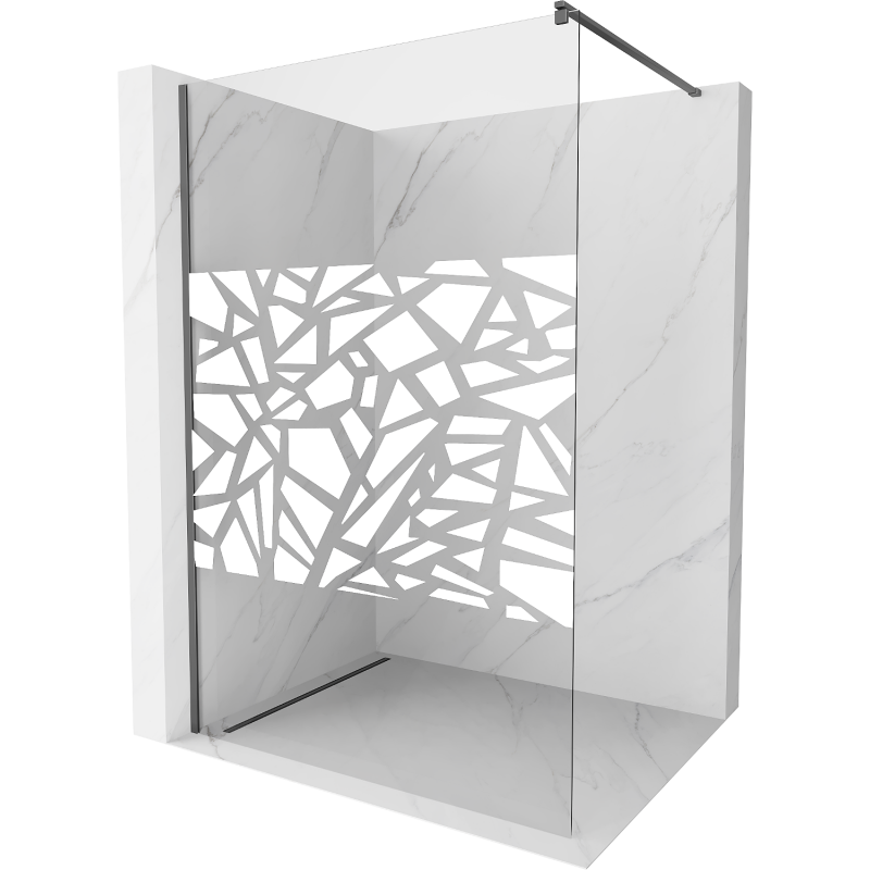Mexen Kioto sprchová stěna Walk-in 100 x 200 cm, bílý vzor 8 mm, gun metal - 800-100-101-95-85