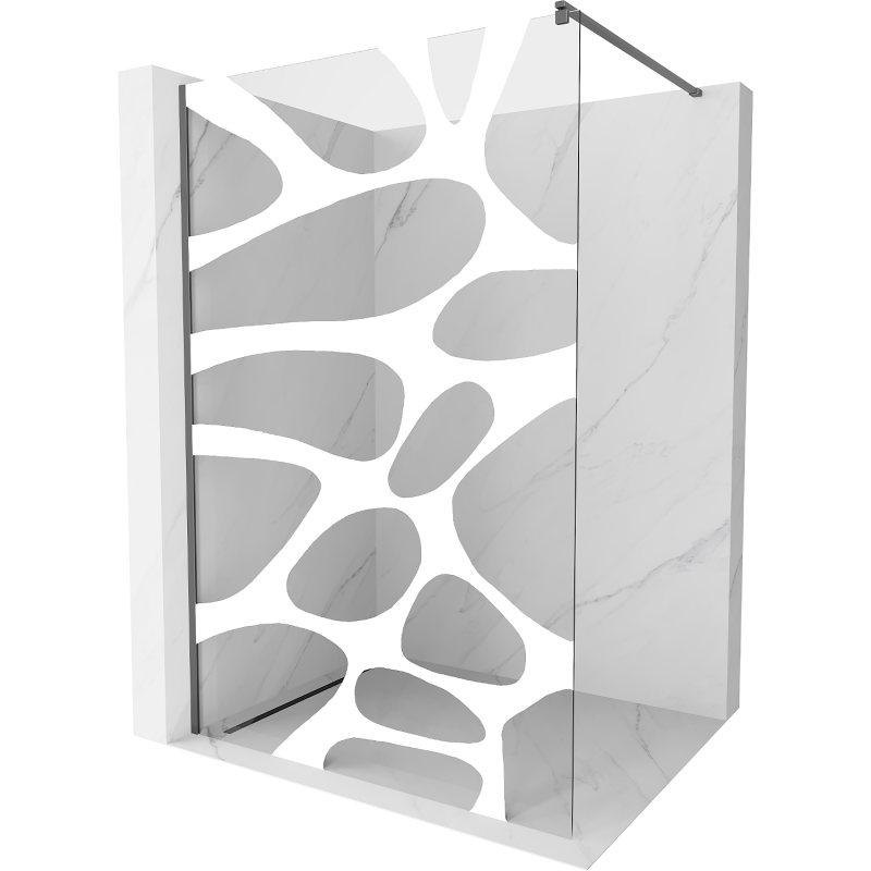 Mexen Kioto sprchová stěna Walk-in 70 x 200 cm, bílá vlna 8 mm, gun metal - 800-070-101-95-97