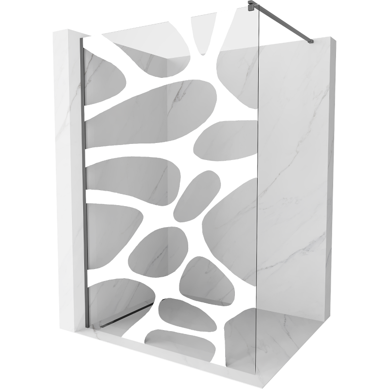 Mexen Kioto sprchová stěna Walk-in 130 x 200 cm, bílá vlna 8 mm, gun metal - 800-130-101-95-97