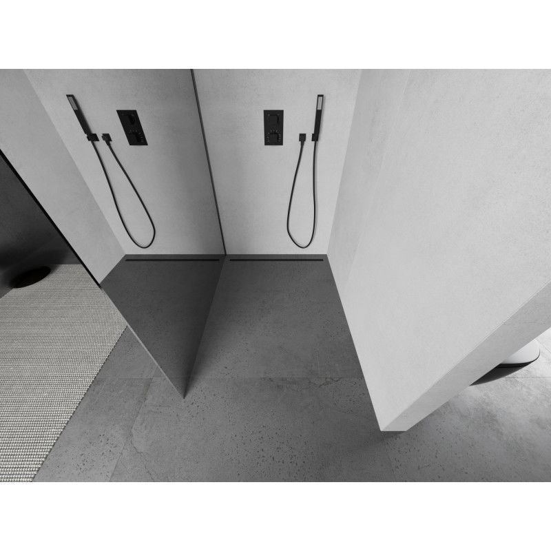 Mexen Kioto sprchová stěna Walk-in 130 x 200 cm, zrcadlo 8 mm, gun metal - 800-130-101-95-50