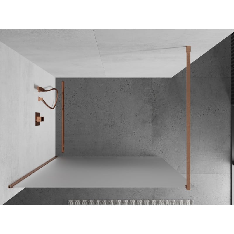 Mexen Kioto sprchová stěna Walk-in 90 x 200 cm, matná 8 mm, kartáčovaná měď - 800-090-101-65-30