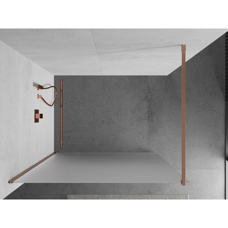 Mexen Kioto sprchová stěna Walk-in 100 x 200 cm, matné 8 mm, kartáčovaná měď - 800-100-101-65-30