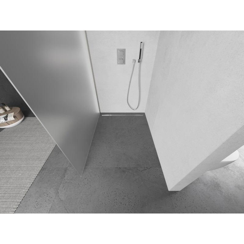 Mexen Kioto sprchová stěna Walk-in 100 x 200 cm, matné sklo 8 mm, kartáčovaný nikl - 800-100-101-97-30