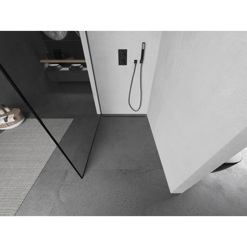 Mexen Kioto L sprchová zástěna Walk-in 110 x 200 cm, černý rám, gun metal - 800-110-103-95-70
