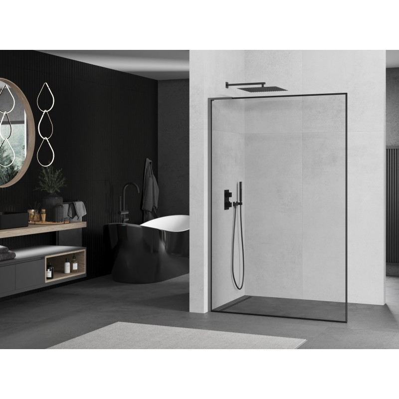 Mexen Kioto L sprchová zástěna Walk-in 110 x 200 cm, černý rám, gun metal - 800-110-103-95-70