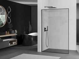 Mexen Kioto L sprchová zástěna Walk-in 110 x 200 cm, černý rám, gun metal - 800-110-103-95-70