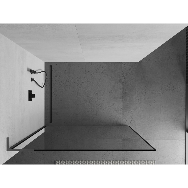 Mexen Kioto L sprchová zástěna Walk-in 110 x 200 cm, černý rám, gun metal - 800-110-103-95-70