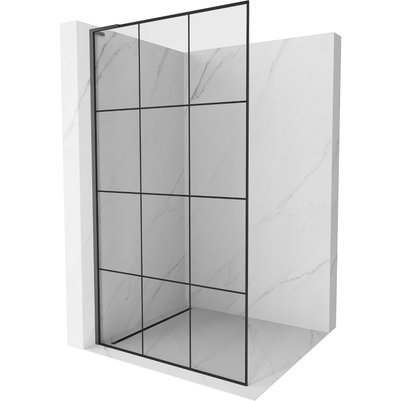 Mexen Kioto L sprchová stěna Walk-in 110 x 200 cm, černá mřížka, gun metal - 800-110-103-95-77