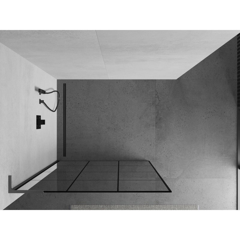 Mexen Kioto L sprchová stěna Walk-in 120 x 200 cm, černá mřížka, gun metal - 800-120-103-95-77