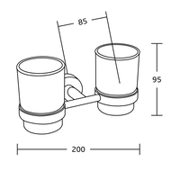 Mexen Tiber dvojitý kelímek na kartáčky, chrom - 7050552-00
