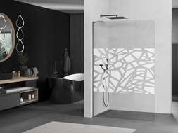 Mexen Kioto L sprchová zástěna Walk-in 70 x 200 cm, bílý vzor, gun metal - 800-070-103-95-85
