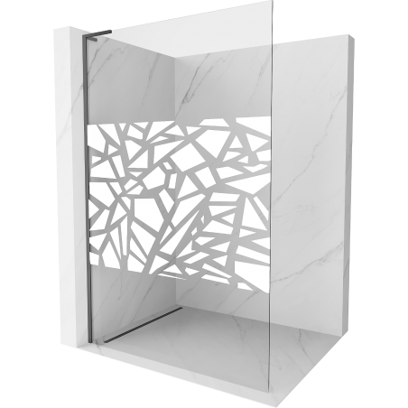 Mexen Kioto L sprchová stěna Walk-in 90 x 200 cm, bílý vzor, gun metal - 800-090-103-95-85