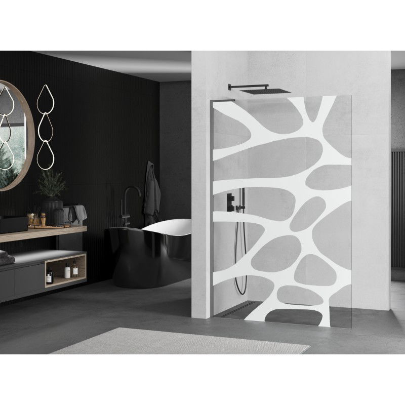 Mexen Kioto L sprchová stěna Walk-in 90 x 200 cm, bílá vlna, gun metal - 800-090-103-95-97