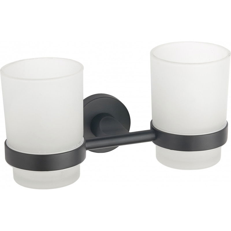 Mexen Tiber dvojitý držák na zubní kartáčky, černý - 7050552-70