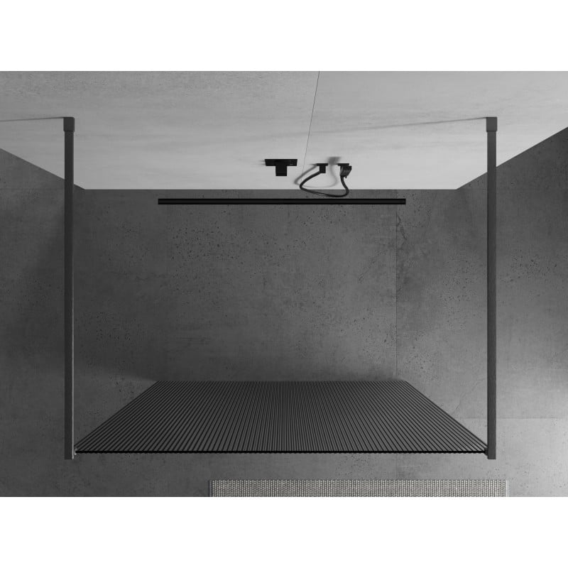 Mexen Kioto volně stojící sprchová stěna 120 x 200 cm, pruhy 8 mm, gun gray kartáčovaný - 800-120-002-66-09