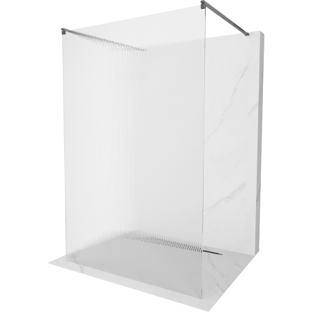 Mexen Kioto volně stojící sprchová stěna 130 x 200 cm, proužky 8 mm, gun gray kartáčovaný - 800-130-002-66-09