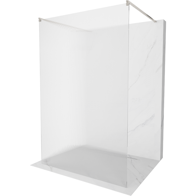 Mexen Kioto volně stojící sprchová stěna 100 x 200 cm, proužky 8 mm, kartáčovaný nikl - 800-100-002-97-09