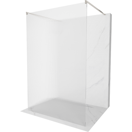 Mexen Kioto volně stojící sprchová stěna 140 x 200 cm, pruhy 8 mm, kartáčovaný nikl - 800-140-002-97-09