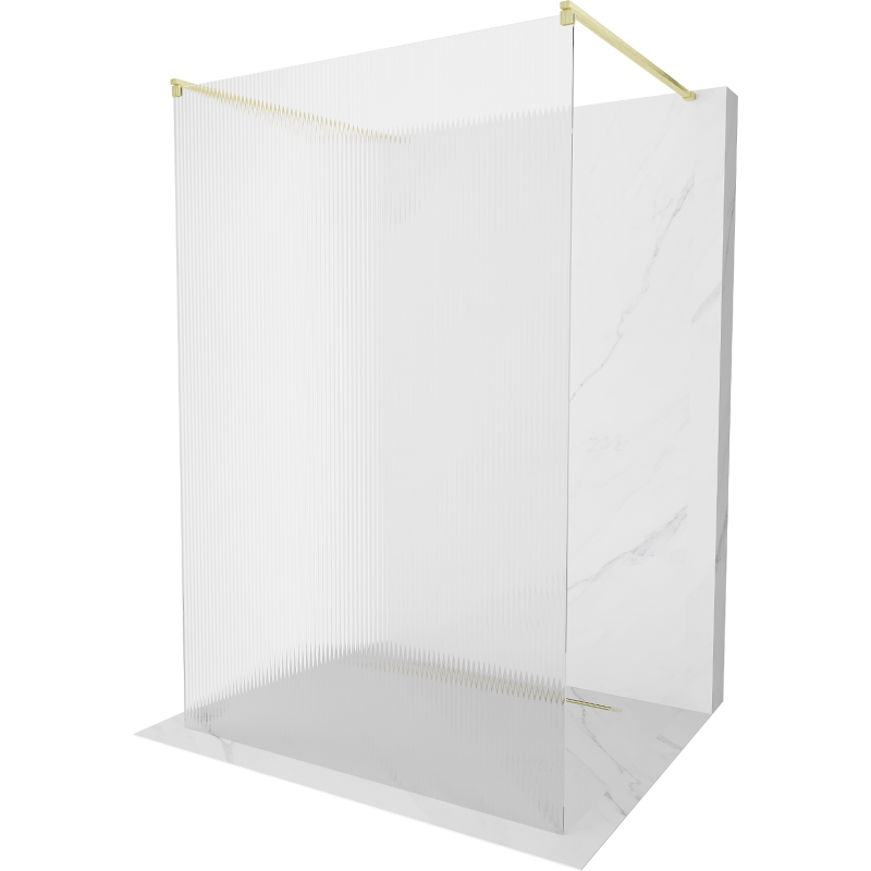 Mexen Kioto volně stojící sprchová stěna 140 x 200 cm, proužkovaná 8 mm, zlato kartáčovaná - 800-140-002-55-09