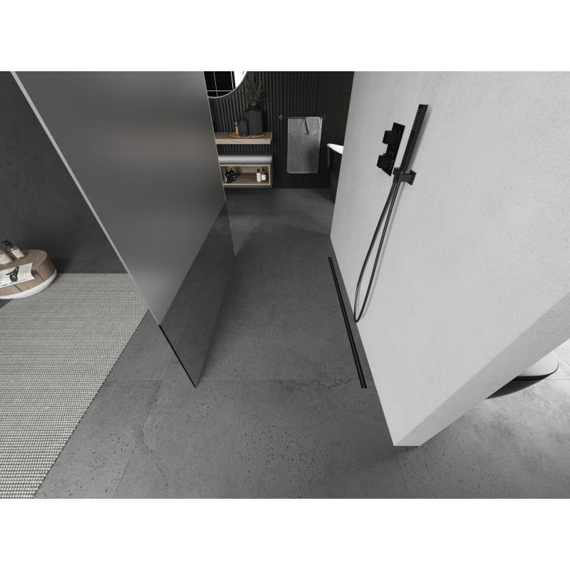 Mexen Kioto volně stojící sprchová zástěna 110 x 200 cm, čiré/matné 8 mm, zbraňový kov - 800-110-002-95-35