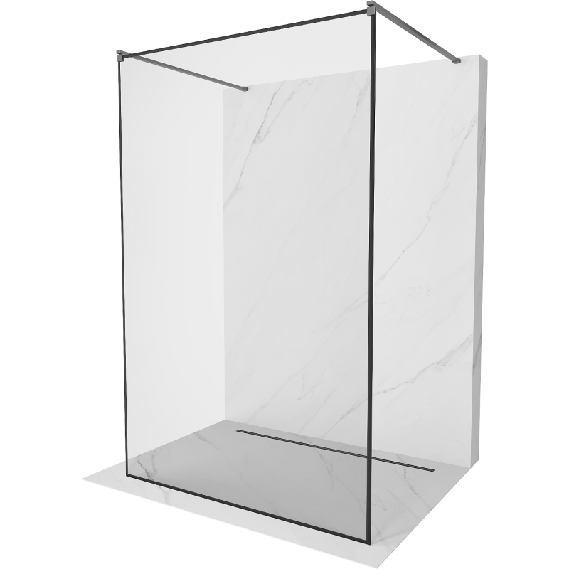 Mexen Kioto volně stojící sprchová zástěna 100 x 200 cm, černý rám 8 mm, gun metal - 800-100-002-95-70
