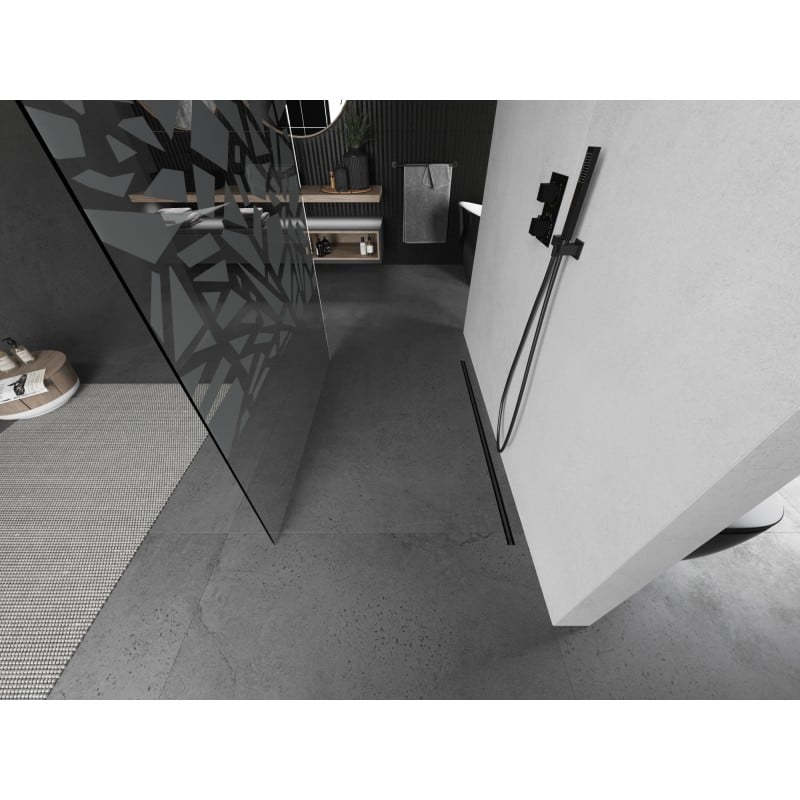 Mexen Kioto samostatně stojící sprchová stěna 130 x 200 cm, bílý vzor 8 mm, gun metal - 800-130-002-95-85