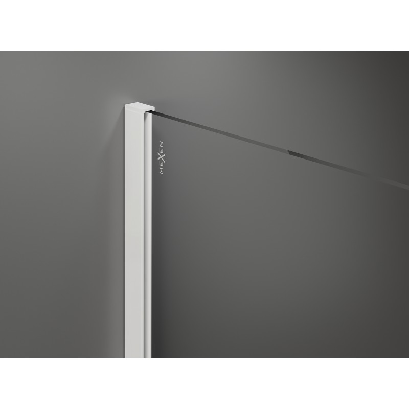 Mexen Kioto sprchová stěna Walk-in 120 x 200 cm, průhledná 8 mm, bílá - 800-120-101-20-00