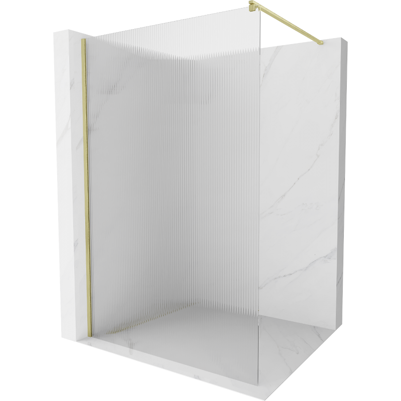 Mexen Kioto sprchová stěna Walk-in 80 x 200 cm, pruhy 8 mm, zlatá kartáčovaná - 800-080-101-55-09