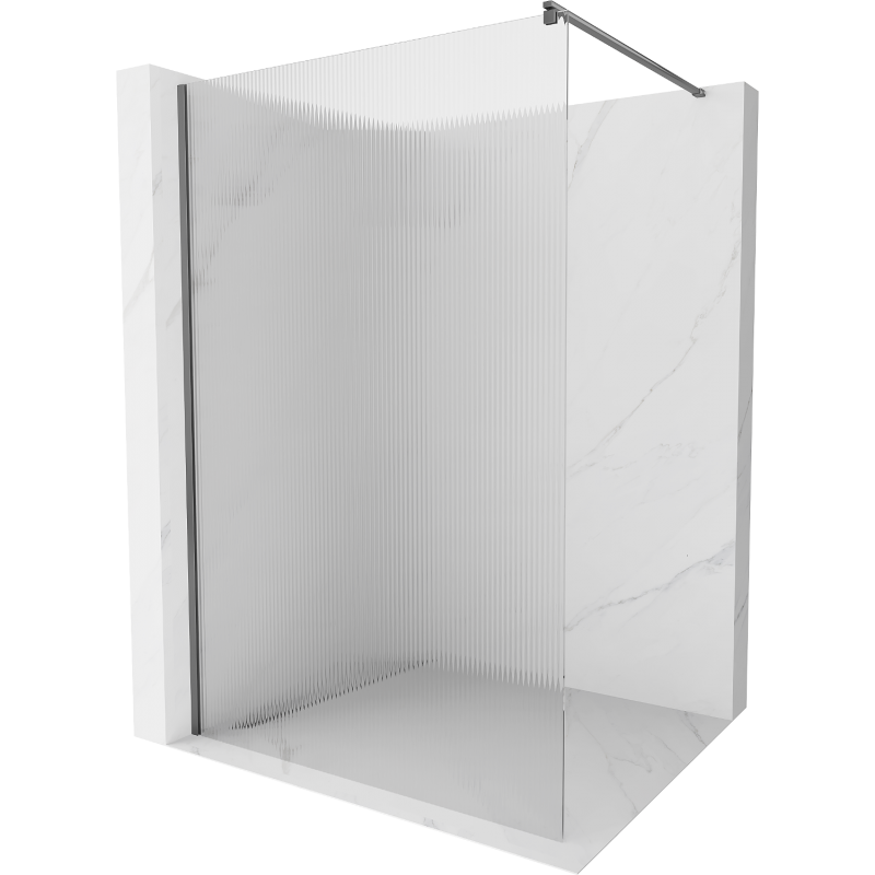 Mexen Kioto sprchová stěna Walk-in 120 x 200 cm, pruhy 8 mm, gun metal - 800-120-101-95-09