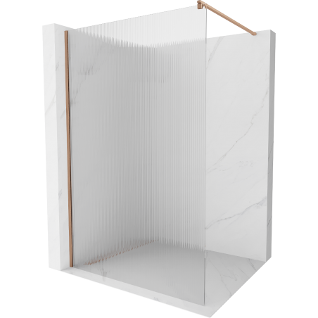 Mexen Kioto sprchová stěna Walk-in 100 x 200 cm, proužky 8 mm, kartáčovaná měď - 800-100-101-65-09