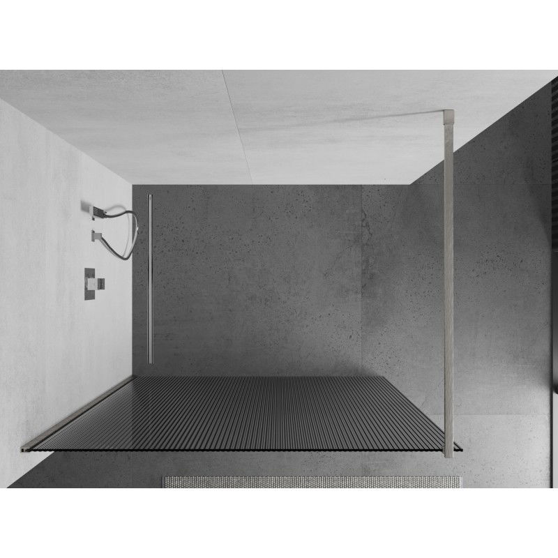 Mexen Kioto sprchová stěna Walk-in 80 x 200 cm, pruhy 8 mm, kartáčovaný nikl - 800-080-101-97-09
