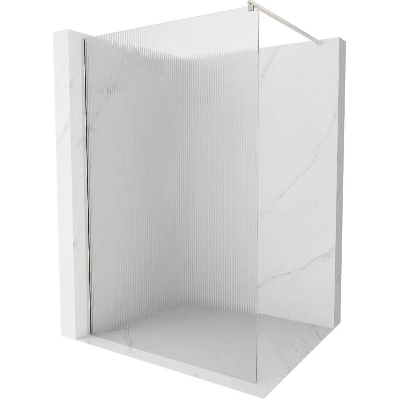 Mexen Kioto sprchová stěna Walk-in 120 x 200 cm, proužky 8 mm, kartáčovaný nikl - 800-120-101-97-09