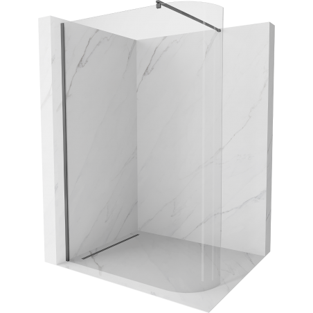 Mexen Kioto-R zakulacená sprchová stěna Walk-in 120 x 200 cm, transparentní 8 mm, gun metal - 800-120-101-95-06