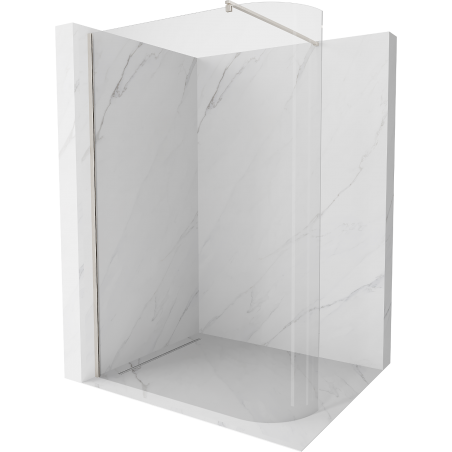 Mexen Kioto-R zaoblená sprchová stěna Walk-in 90 x 200 cm, transparentní 8 mm, kartáčovaný nikl - 800-090-101-97-06