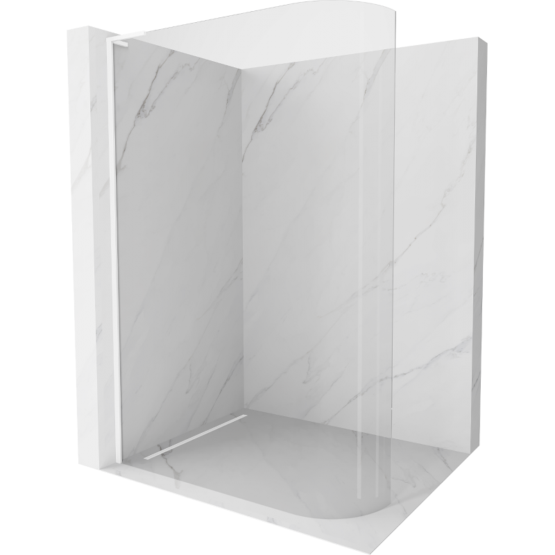 Mexen Kioto-R L zaoblená sprchová stěna Walk-in 80 x 200 cm, průhledná, bílá - 800-080-103-20-06