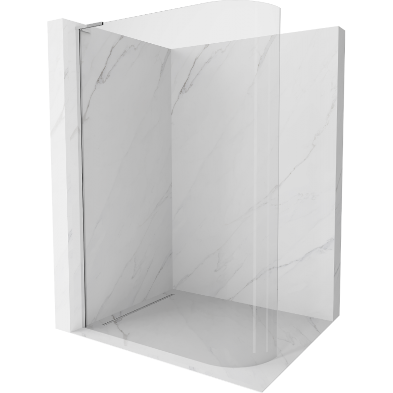 Mexen Kioto-R L zakřivená sprchová stěna Walk-in 110 x 200 cm, transparentní, chrom - 800-110-103-01-06