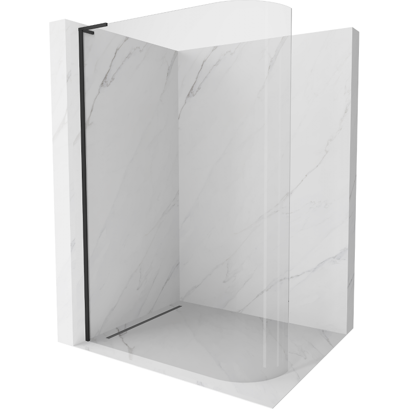 Mexen Kioto-R L zaoblená sprchová stěna Walk-in 100 x 200 cm, transparentní, černá - 800-100-103-70-06