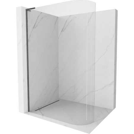 Mexen Kioto-R L zaoblená sprchová stěna Walk-in 80 x 200 cm, transparentní, gun šedá kartáčovaná - 800-080-103-66-06