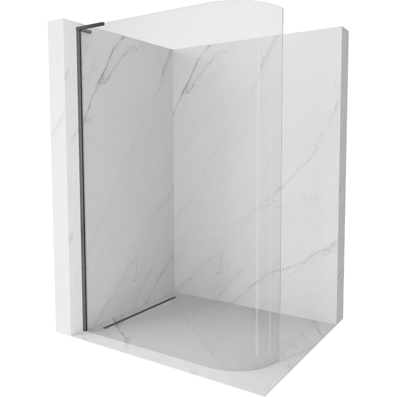 Mexen Kioto-R L zakulacená sprchová stěna Walk-in 100 x 200 cm, transparentní, kartáčovaná gun gray - 800-100-103-66-06