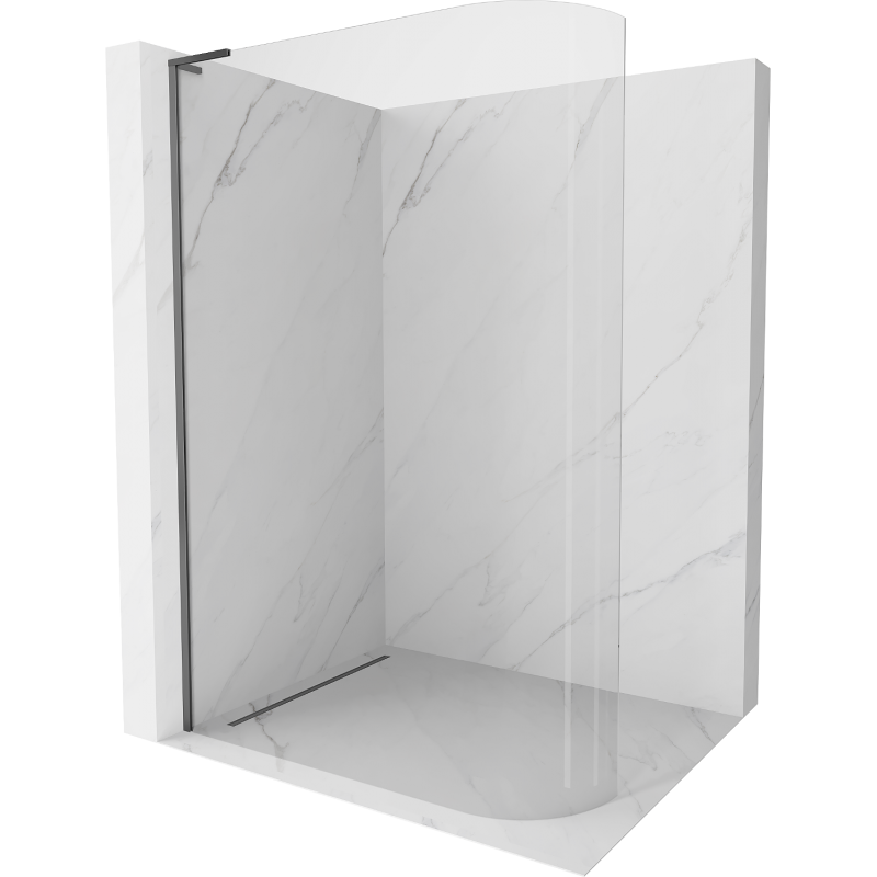 Mexen Kioto-R L Zaoblená sprchová stěna Walk-in 90 x 200 cm, transparentní, gun metal - 800-090-103-95-06